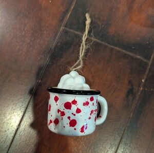 🦋 Festive Red and White Holiday Ornament Mug
